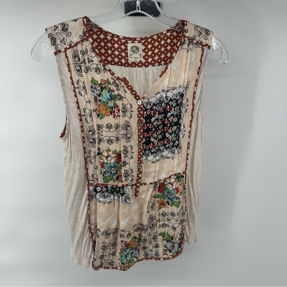 Tiny by Anthropologie Indie patchwork style sleeveless tank top lightweight boho